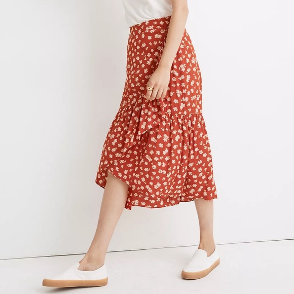 Madewell Dresses & Skirts - Madewell Ruffle-Wrap Midi Skirt in Happy Hibiscus Size 24